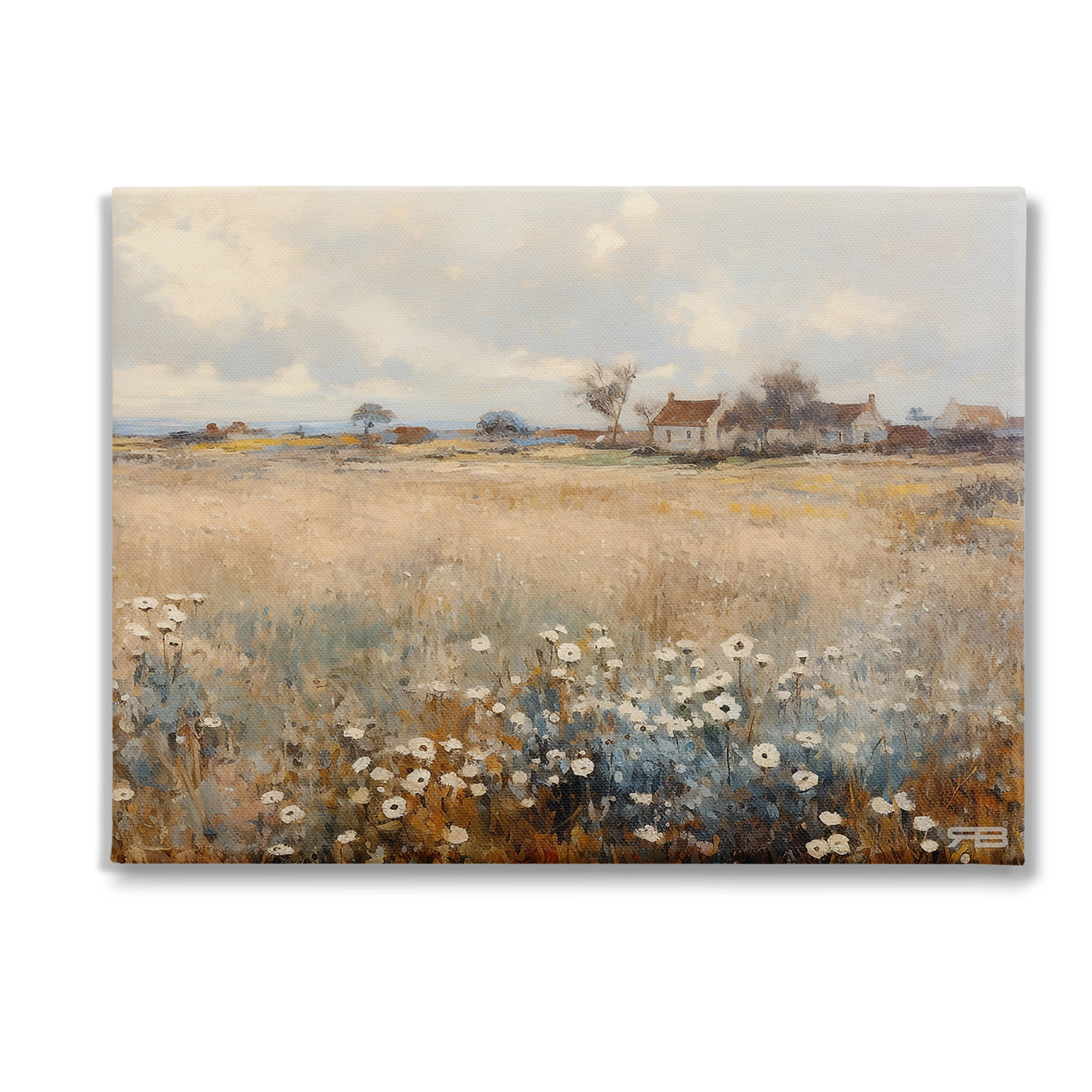 Stupell Industries Cottage & Natural Meadow Landscape Painting Gallery Wrapped Canvas Art Print Wall Art, 40 x 30