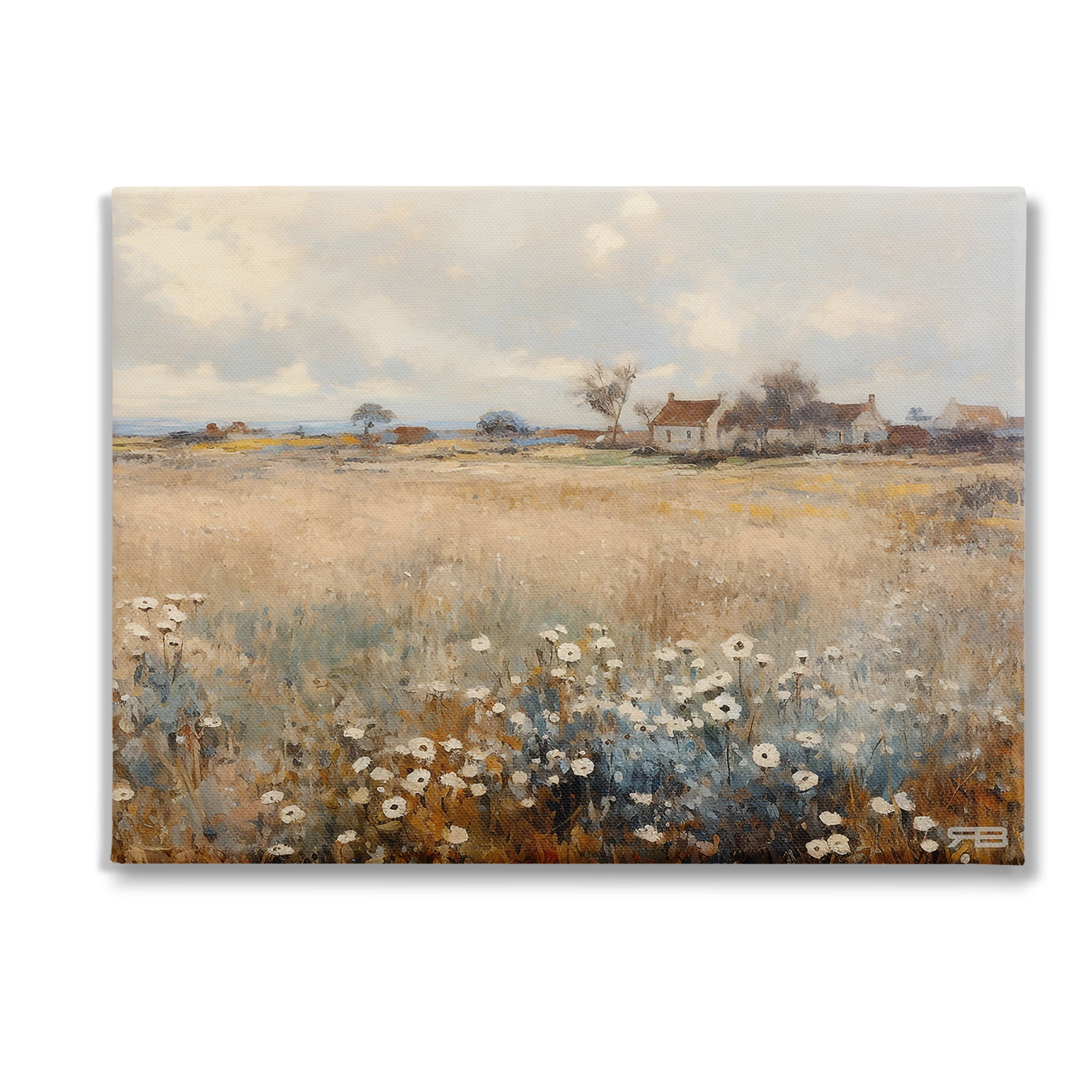 Stupell Industries Cottage & Natural Meadow Landscape Painting Gallery Wrapped Canvas Art Print Wall Art, 48 x 36