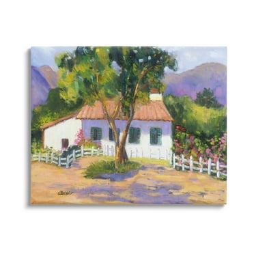 Stupell Industries Cottage Nature Painting Landscape Painting Gallery Wrapped Canvas Art Print Wall Art, 20 x 16