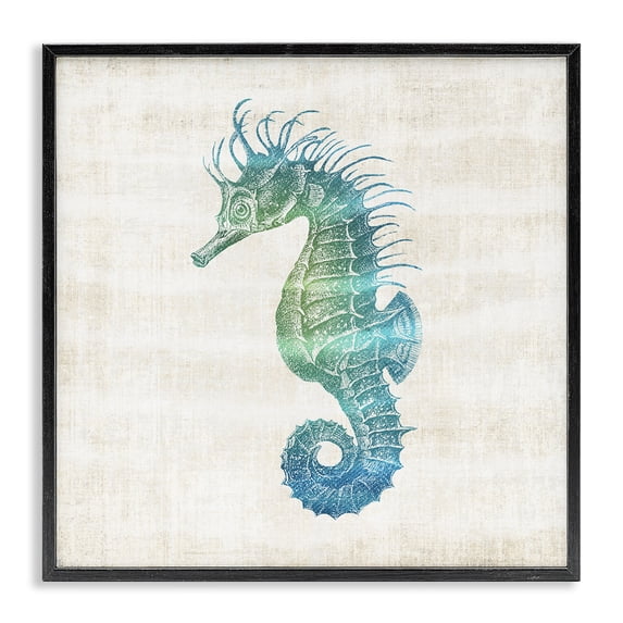 Stupell Industries Cottage Ombre Seahorse Expression Black Framed Giclee Art, 12 x 12, by Susan Arnot