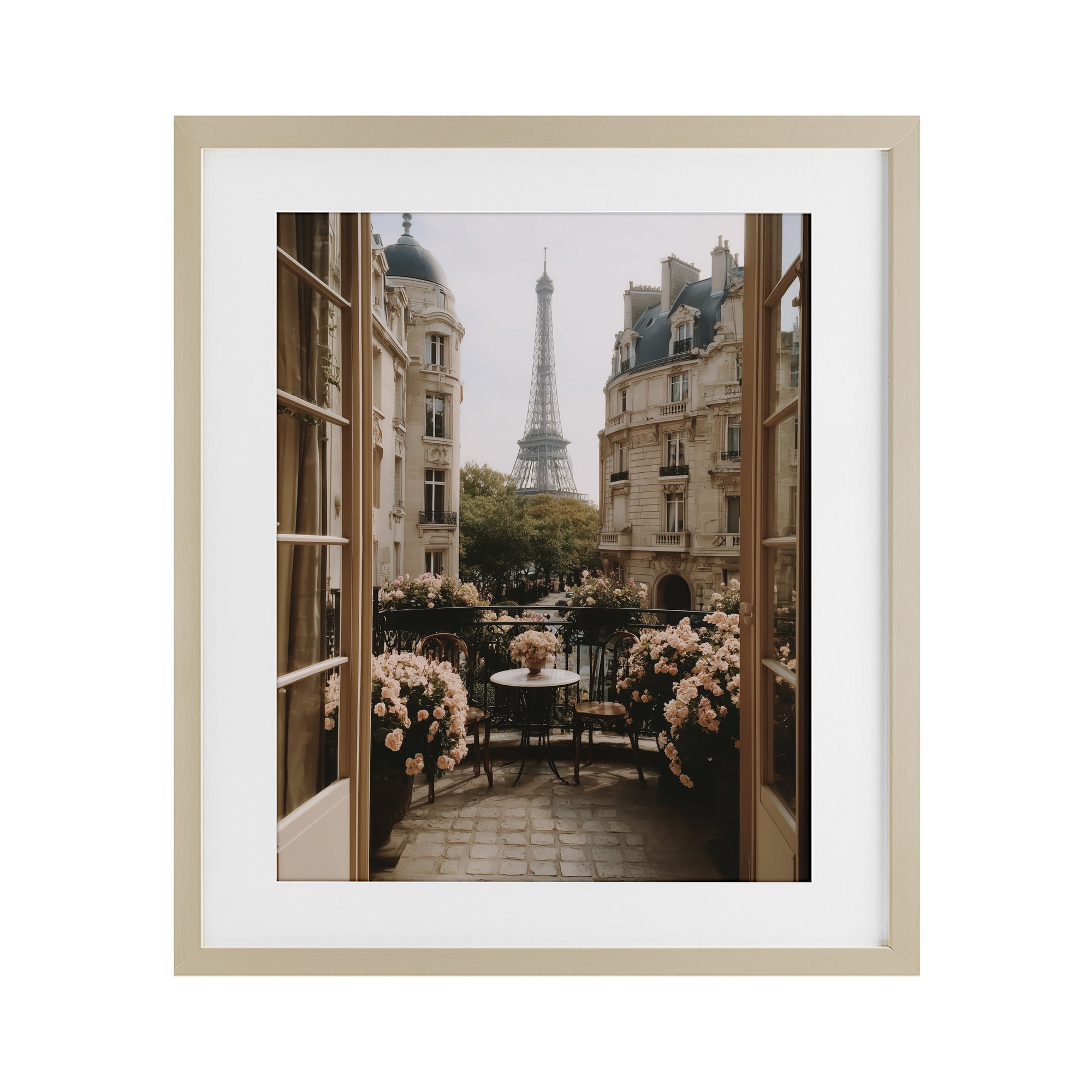Stupell Industries Cottage Paris Balcony with City View Birch Framed ...