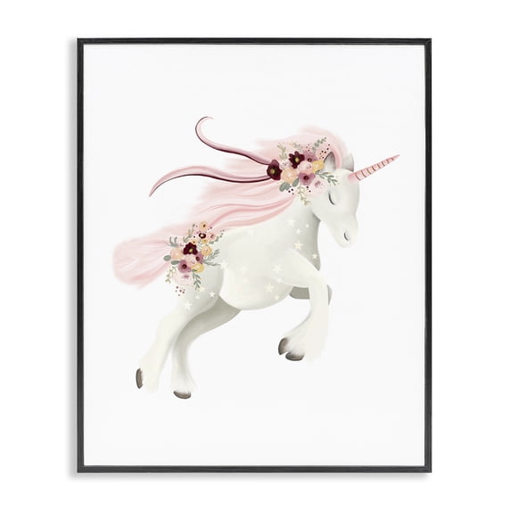Stupell Industries Cottage Pastel Galloping Unicorn Black Framed Giclee Art, 11 x 14, by Studio Q