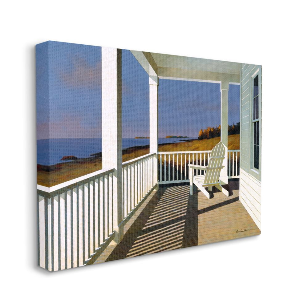 Stupell Industries Cottage Porch Scene at Sunset Coastal Landscape Painting Canvas Wall Art Design by Zhen-Huan Lu, 16" x 20"