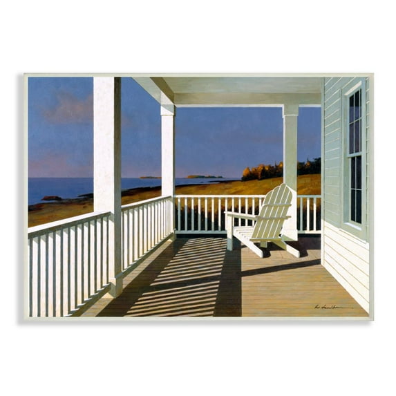 Stupell Industries Cottage Porch Scene at Sunset Coastal Landscape Painting Nature Painting Unframed Art Print Wall Art, 13 x 19