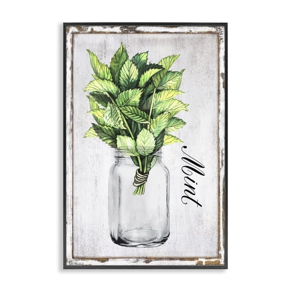 Stupell Industries Cottage Rustic Garden Mint Black Framed Giclee Art, 16 x 24, by Creatif Belle