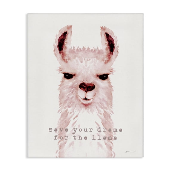 Stupell Industries Cottage Save Your Drama for the Llama Pink Watercolor Llama Canvas Art, 24 x 30, by Stephanie Workman Marrott