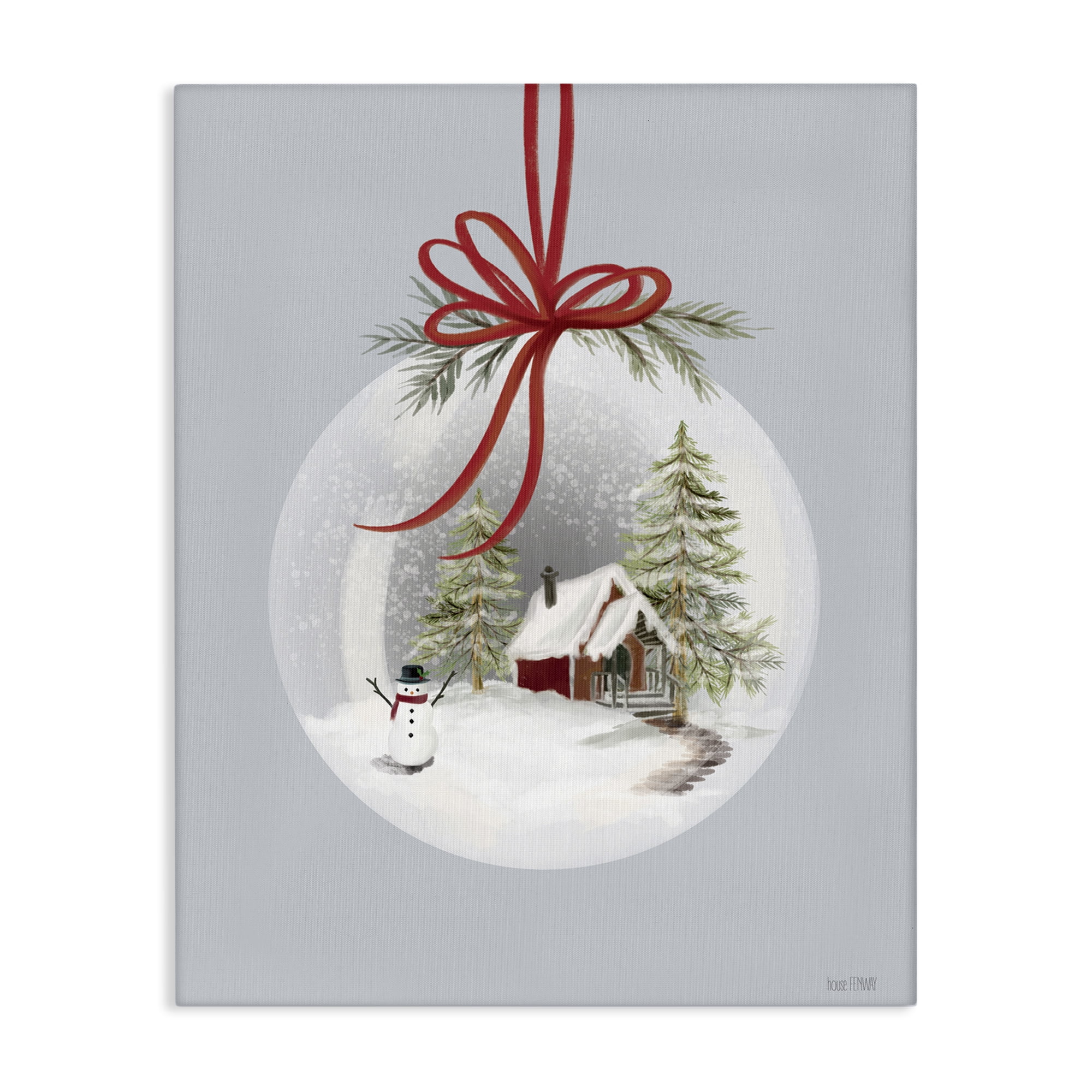 Stupell Industries Cottage Scene Snowglobe Holiday Painting Gallery Wrapped Canvas Art Print Wall Art, 36 x 48