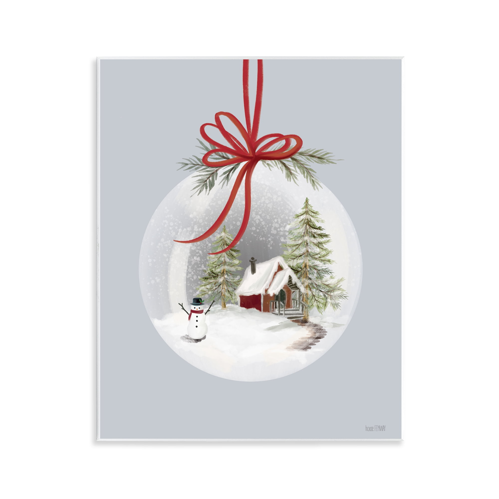 Stupell Industries Cottage Scene Snowglobe Holiday Painting Unframed Art Print Wall Art, 11 x 14