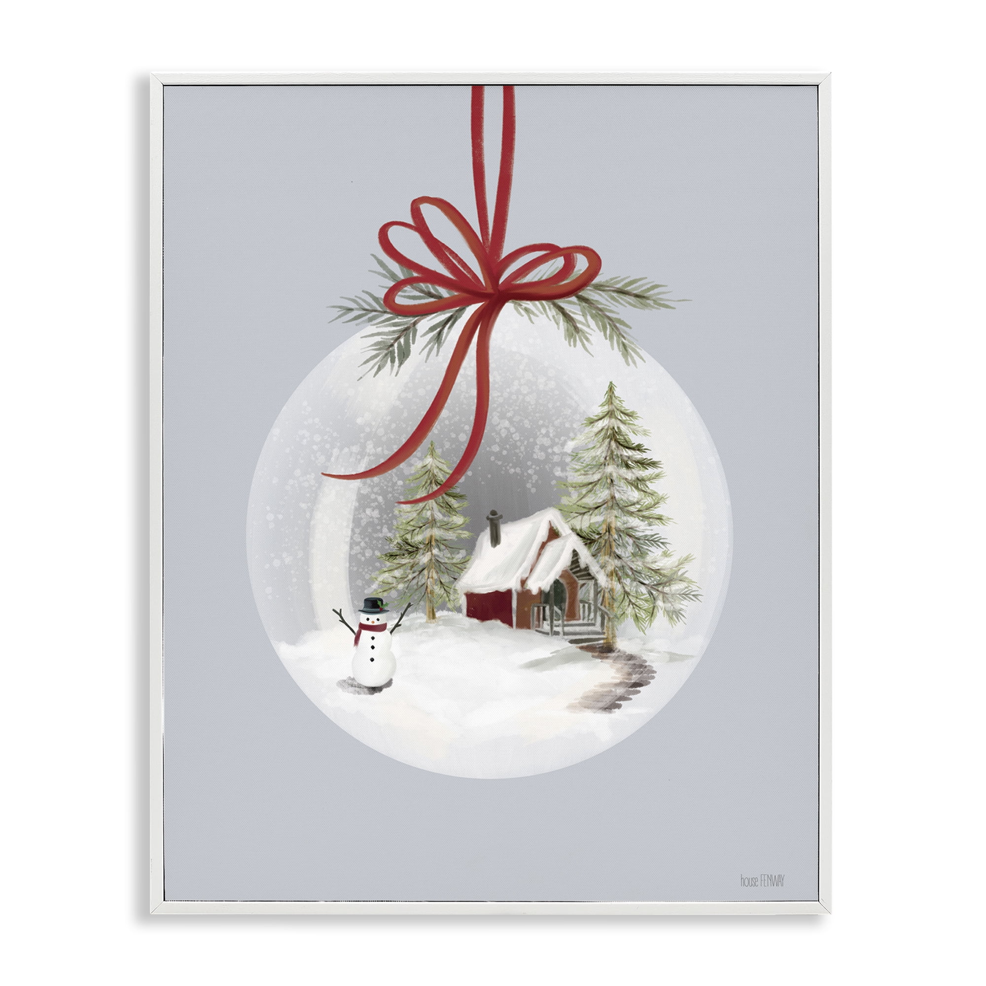 Stupell Industries Cottage Scene Snowglobe Holiday Painting White Framed Art Print Wall Art, 24 x 30