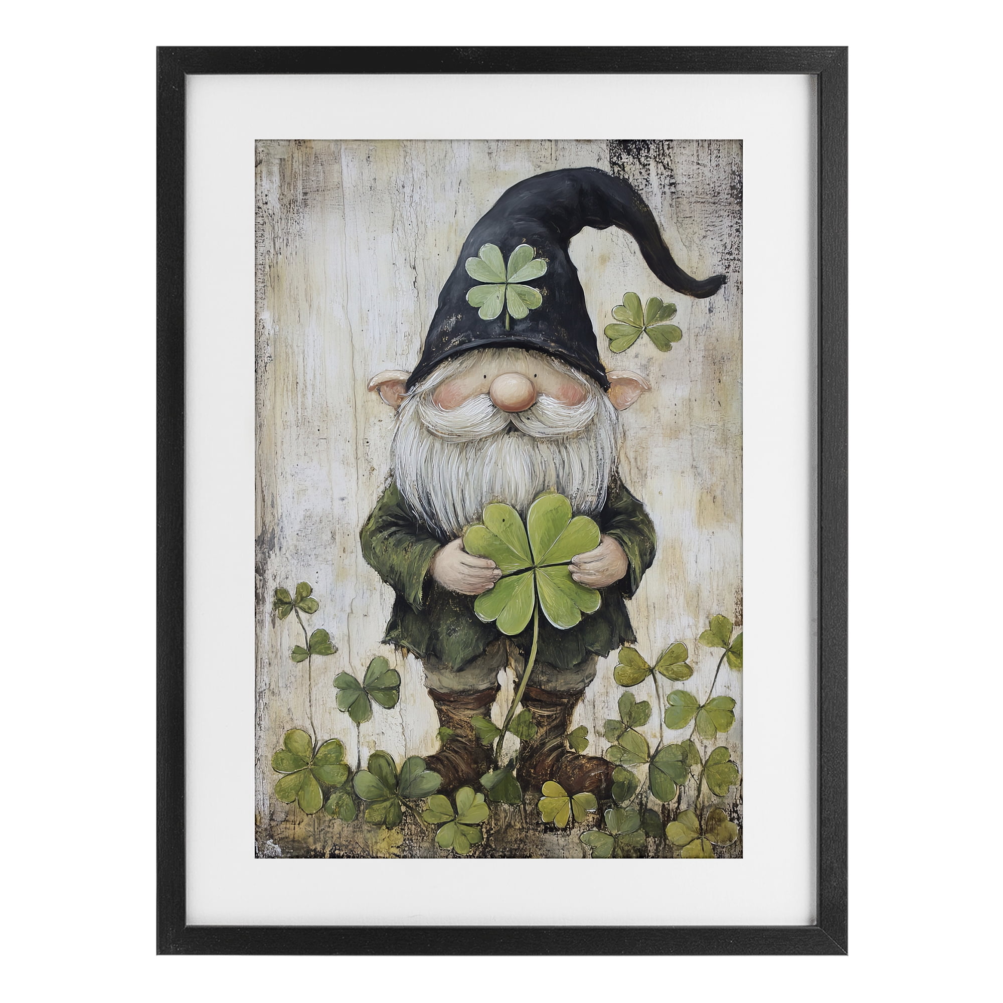 Stupell Industries Cottage Shamrock Gnome Black Framed Print Under Glass, design by Tina LeCour