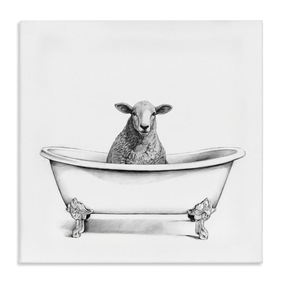 Stupell Industries Cottage Sheep in Bathtub Sketch Canvas Art, 30 x 30, by Victoria Borges