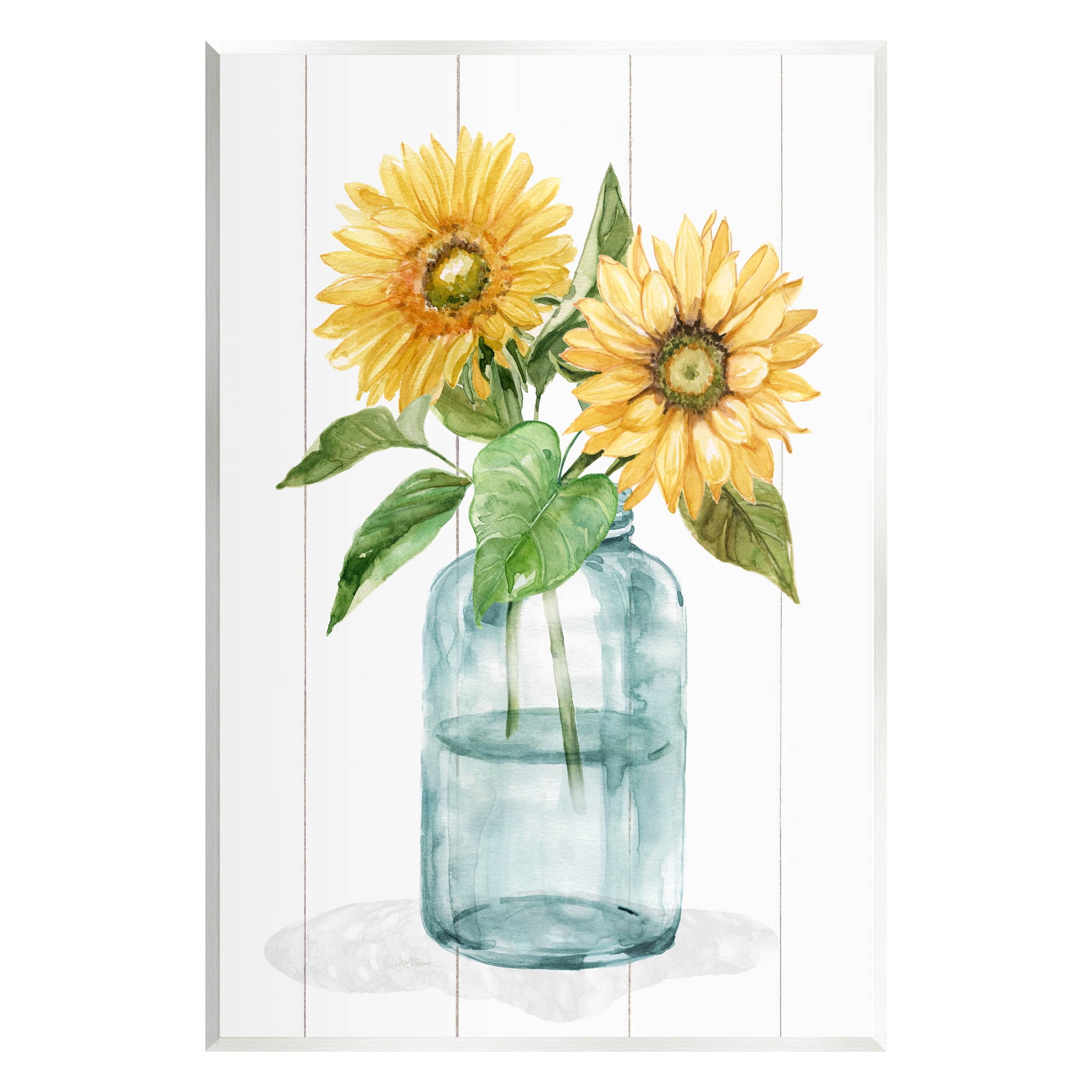 Stupell Industries Cottage Sunflower Blossom Vase Graphic Art Unframed Art Print Wall Art, Design by Livi Finn