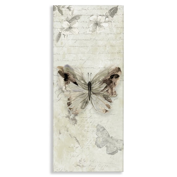 Stupell Industries Cottage Timeless Butterflies with Cursive Canvas Art, 17 x 40, by Carol Robinson