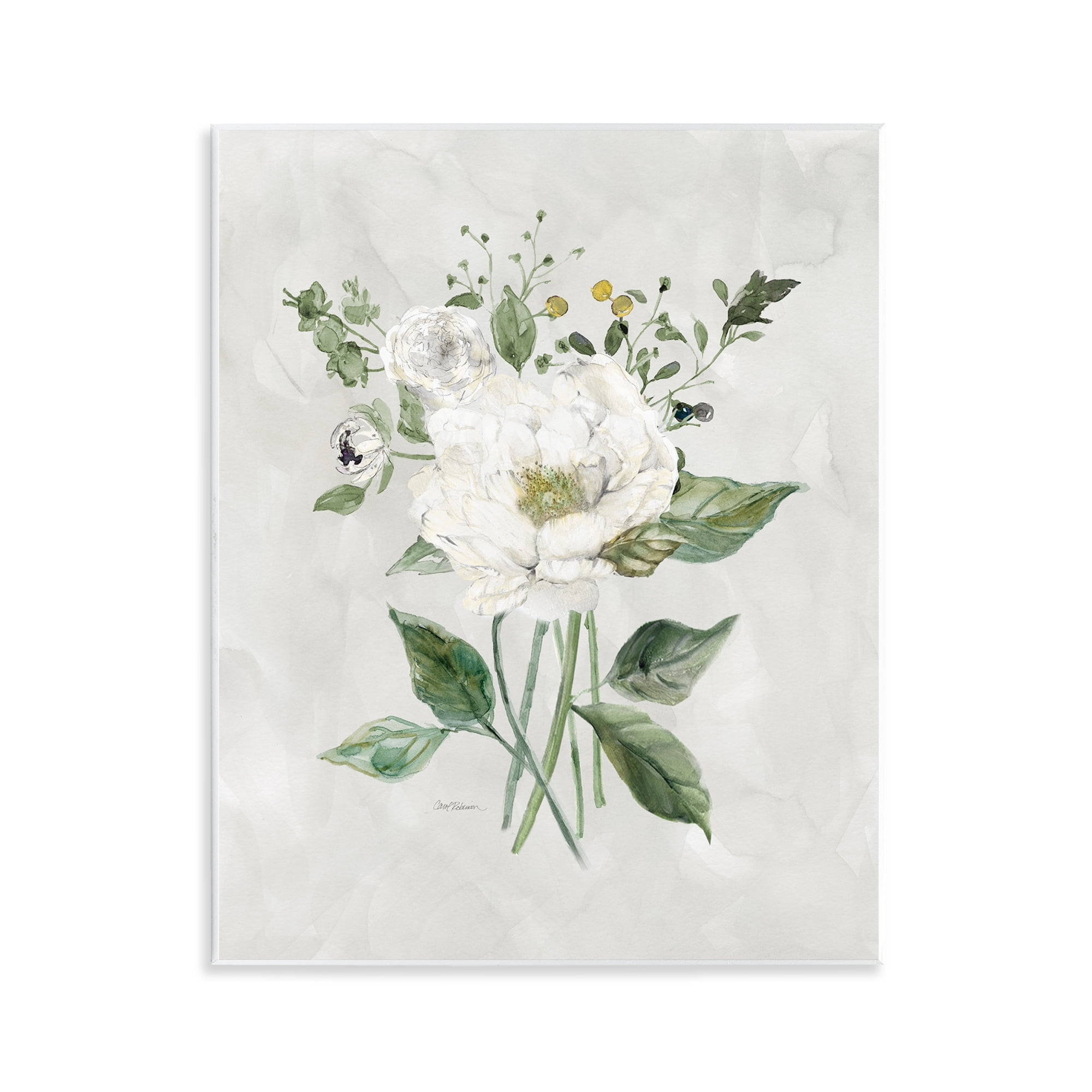 Stupell Industries Cottage White Flowers Plants & Flowers Painting Unframed Art Print Wall Art, 11 x 14