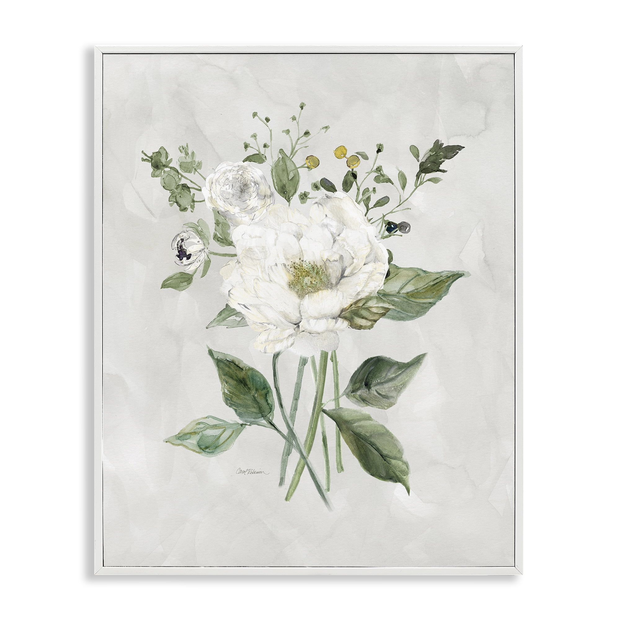 Stupell Industries Cottage White Flowers Plants & Flowers Painting White Framed Art Print Wall Art, 11 x 14
