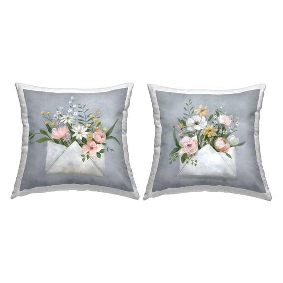 Stupell Industries Cottage Wildflowers Mail Decorative Printed Throw Pillow, 18 x 18