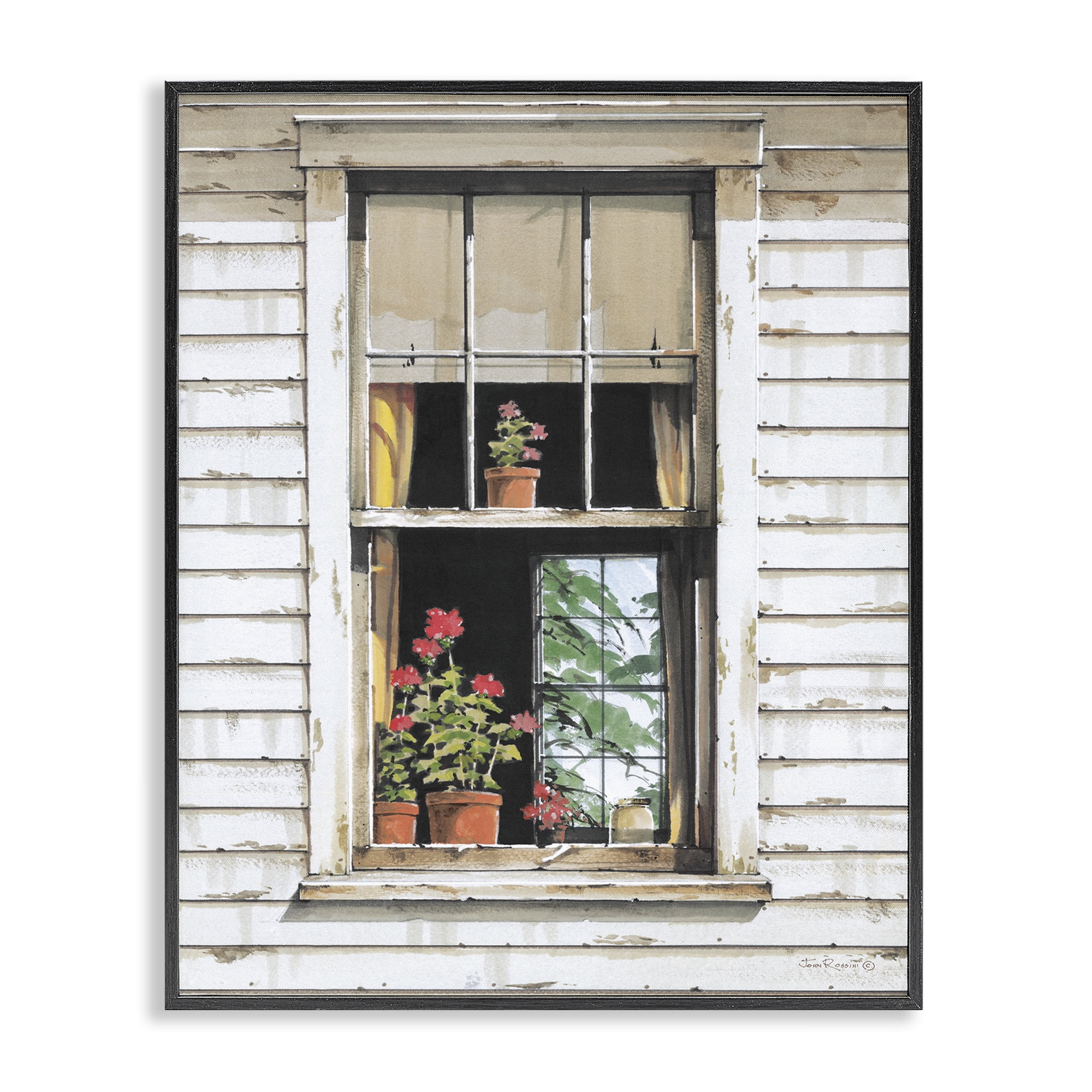 Stupell Industries Cottage Window View Buildings & Architecture Painting Black Framed Art Print Wall Art, 16 x 20