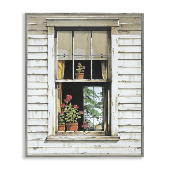 Stupell Industries Cottage Window View Buildings & Architecture Painting Gray Framed Art Print Wall Art, 11 x 14