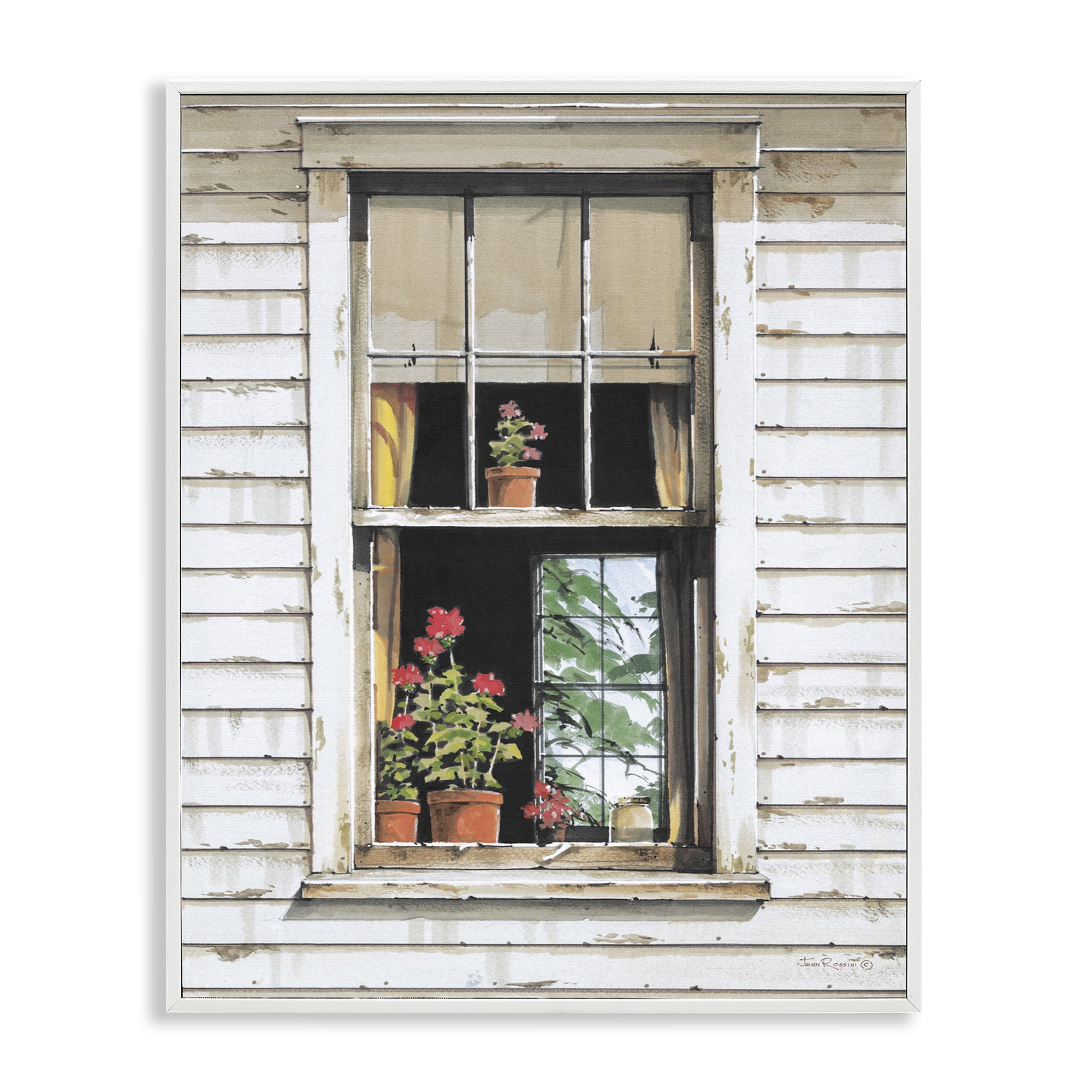 Stupell Industries Cottage Window View Buildings & Architecture Painting White Framed Art Print Wall Art, 11 x 14