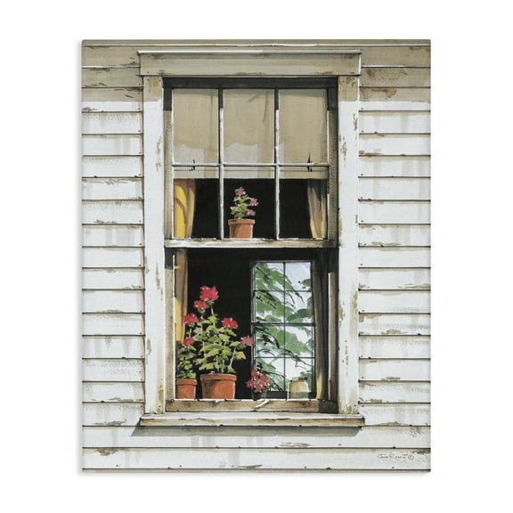 Stupell Industries Cottage Window View Buildings & Architecture Painting Wrapped Canvas Art Print Wall Art, 16 x 20