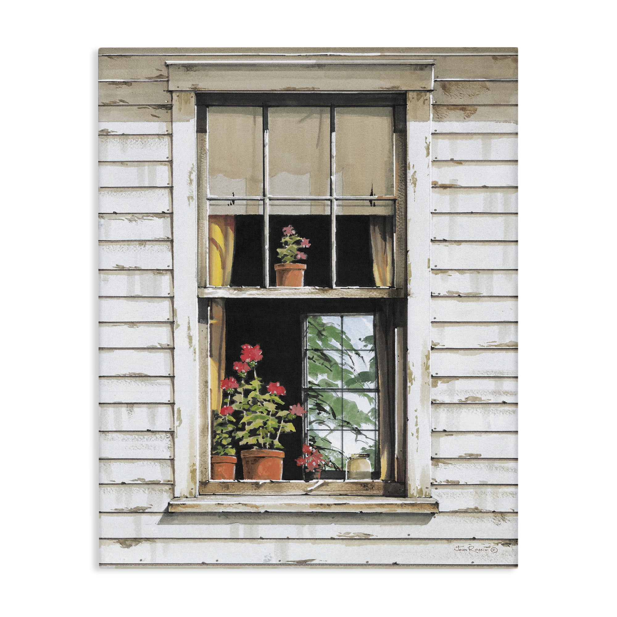 Stupell Industries Cottage Window View Buildings & Architecture Painting Wrapped Canvas Art Print Wall Art, 24 x 30