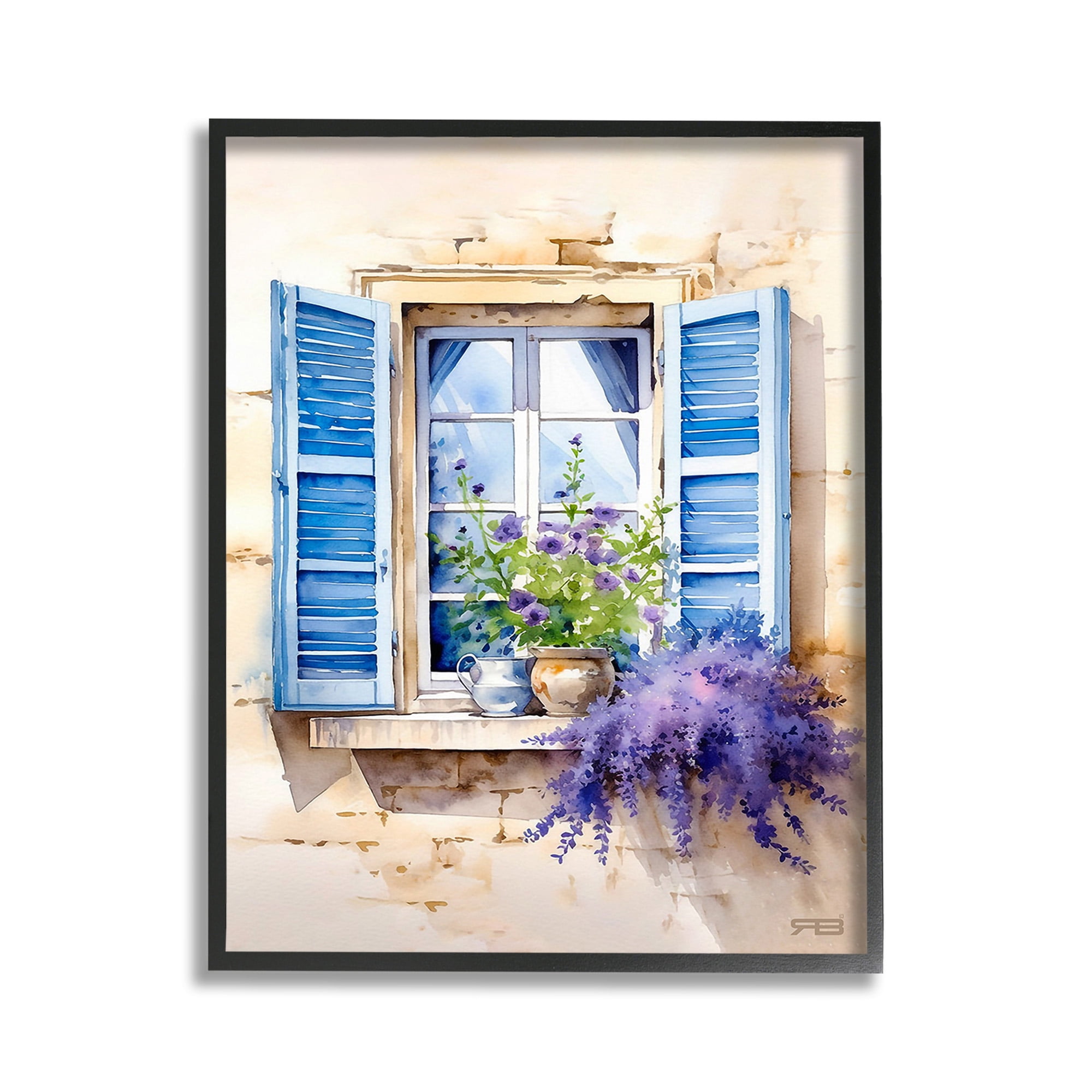Stupell Industries Cottage Windowsill Bouquet Botanical & Floral Painting Black Framed Art Print Wall Art, 11 x 14