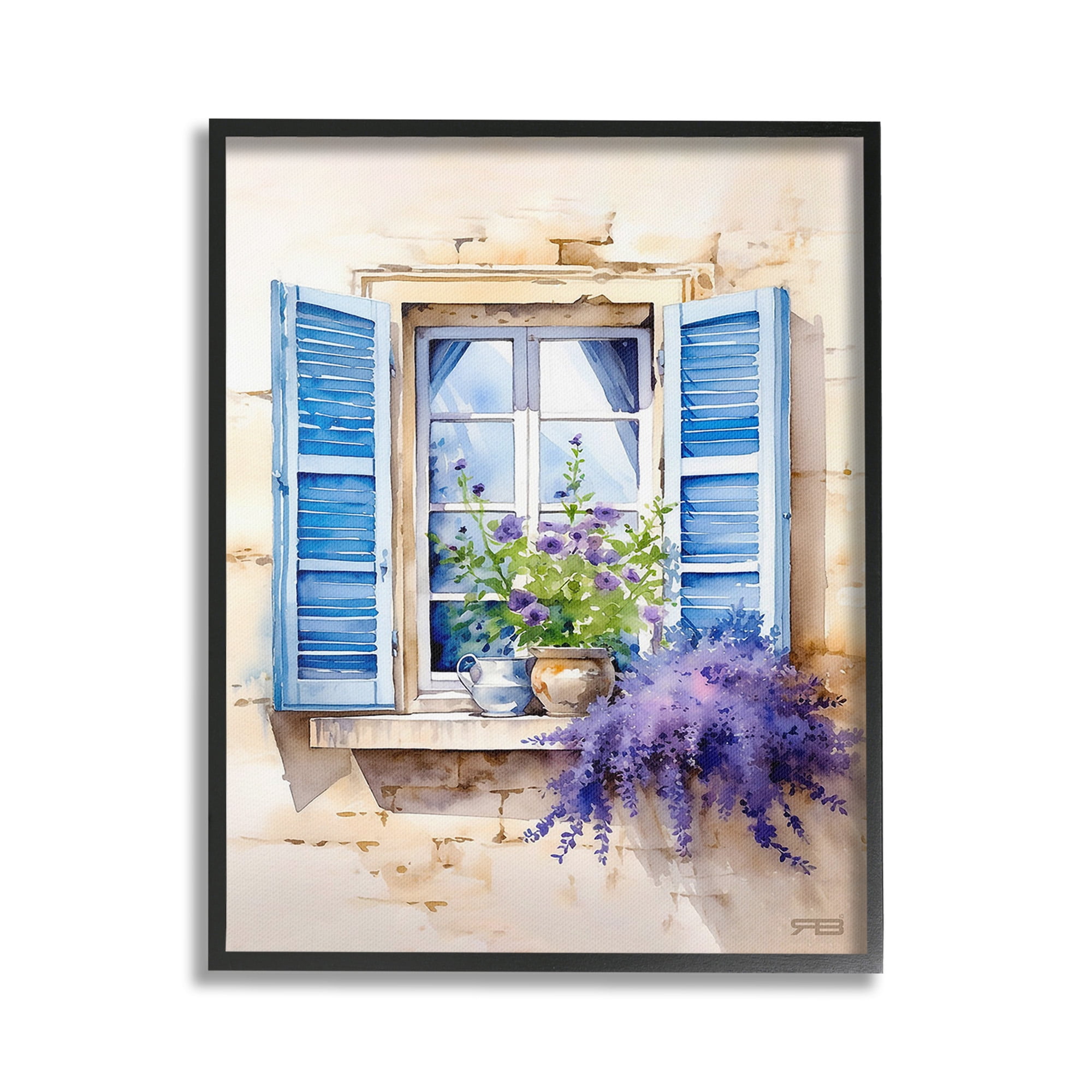 Stupell Industries Cottage Windowsill Bouquet Botanical & Floral Painting Black Framed Art Print Wall Art, 24 x 30