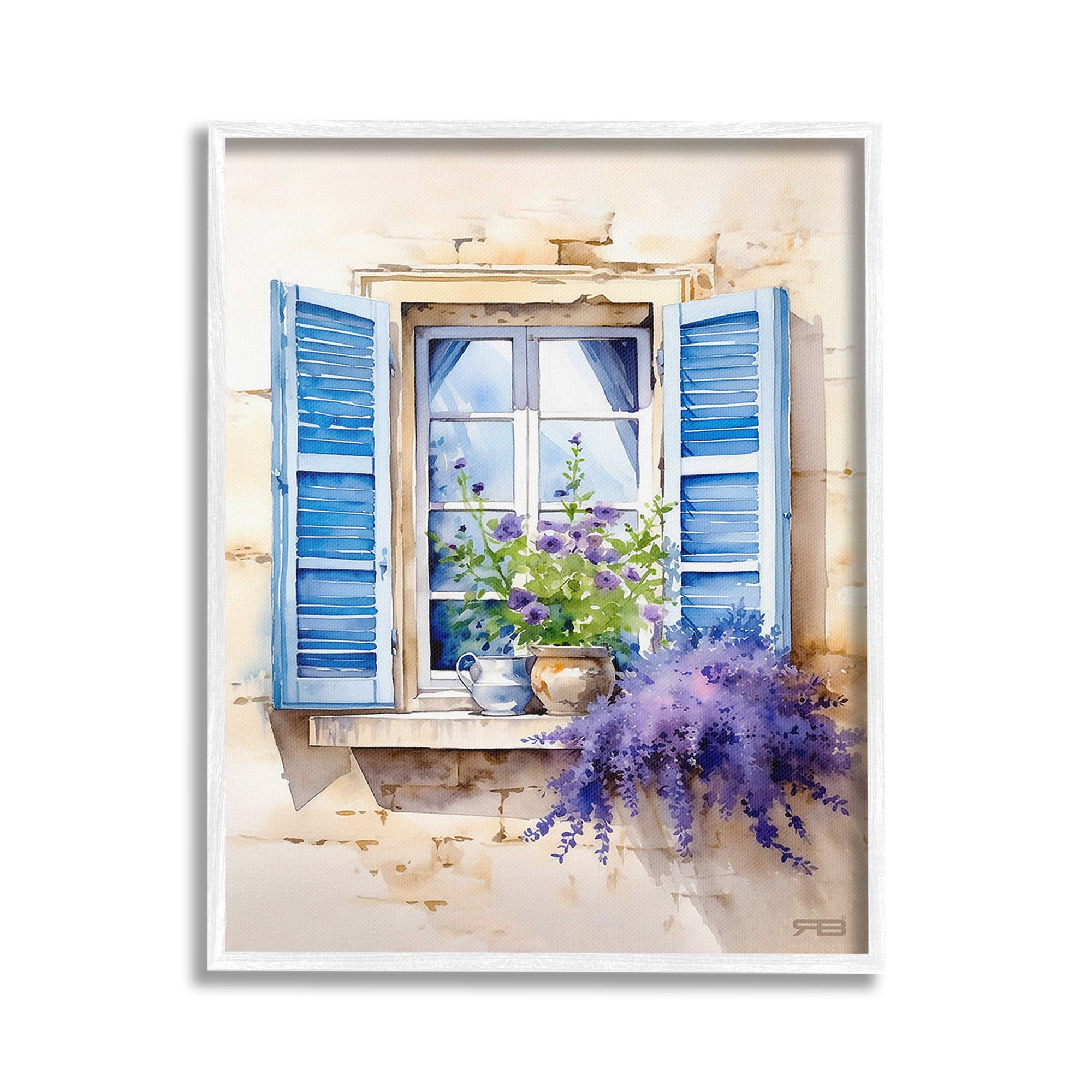 Stupell Industries Cottage Windowsill Bouquet Botanical & Floral Painting White Framed Art Print Wall Art, 16 x 20