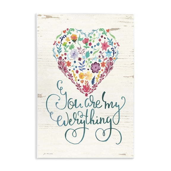Stupell Industries Cottage You Are My Everything Floral Heart Wall Plaque Art, 10 x 15, by Jo Moulton