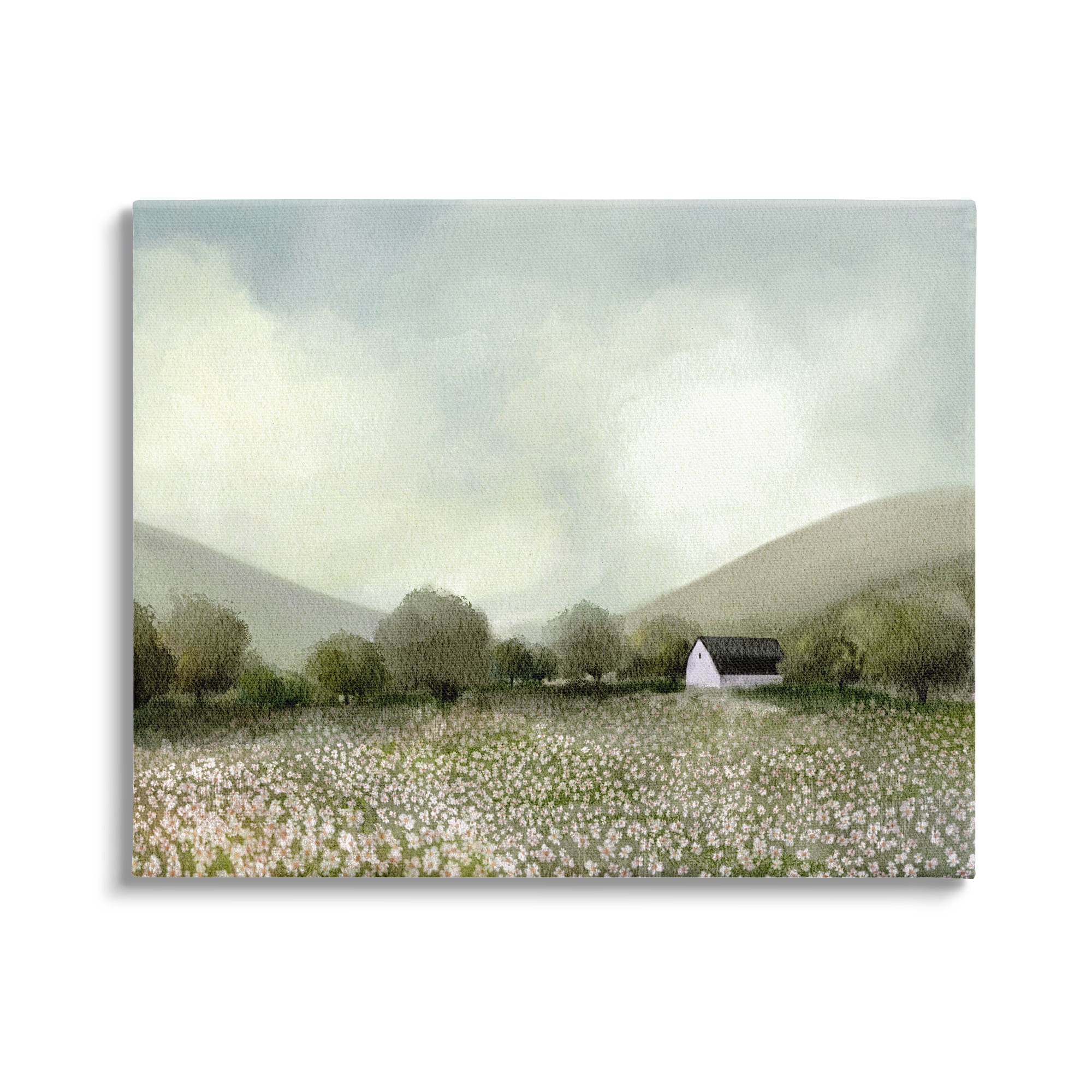 Stupell Industries Cottage in Meadow Landscape Painting Gallery Wrapped Canvas Art Print Wall Art, 40 x 30