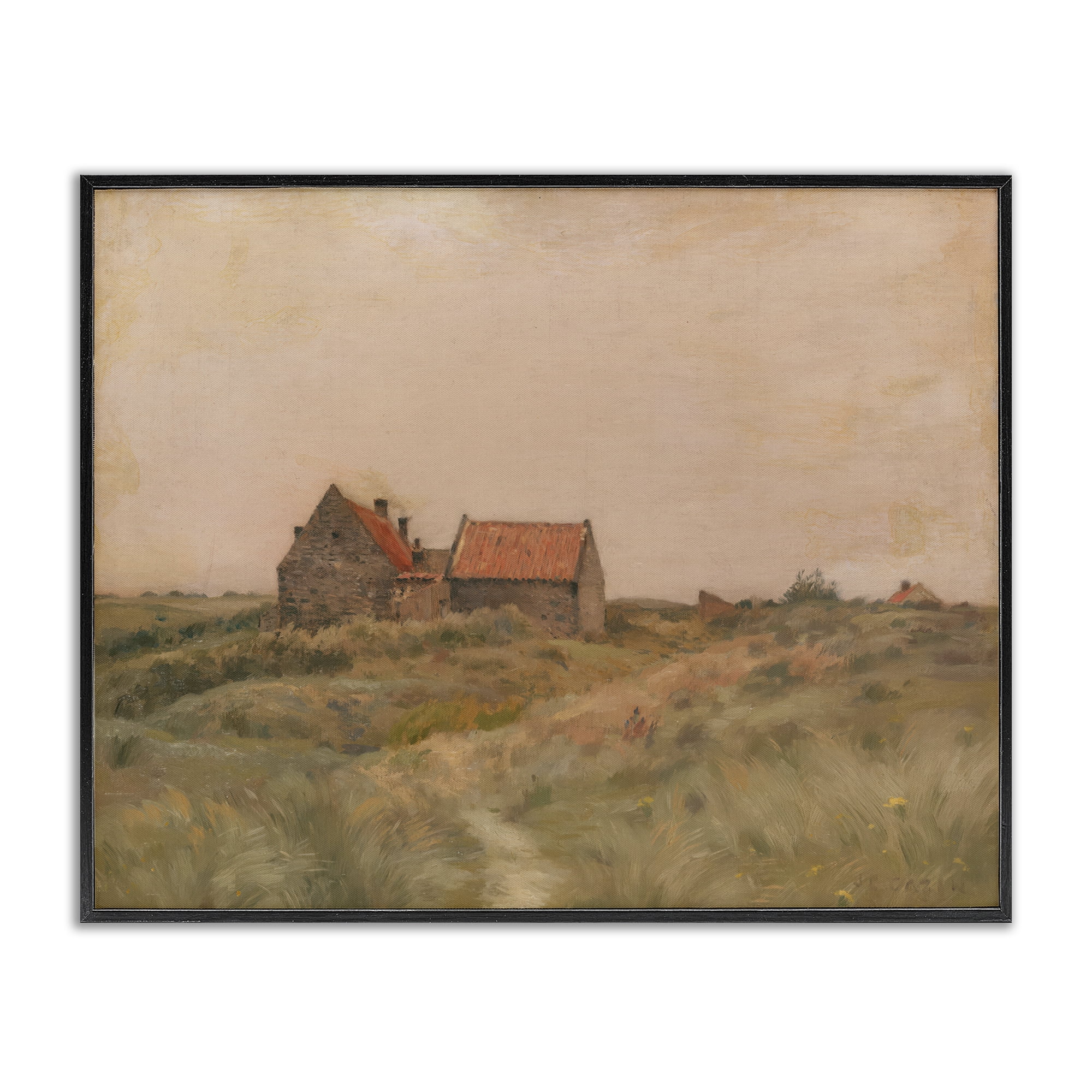 Stupell Industries Cottage on October Day Landscape & Nature Painting Black Framed Art Print Wall Art, 20 x 16
