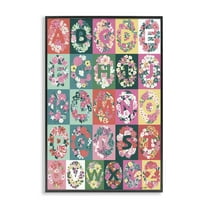 Stupell Industries Cottagecore Blooms Alphabet Plants & Flowers Painting Black Framed Art Print Wall Art, 12 x 18