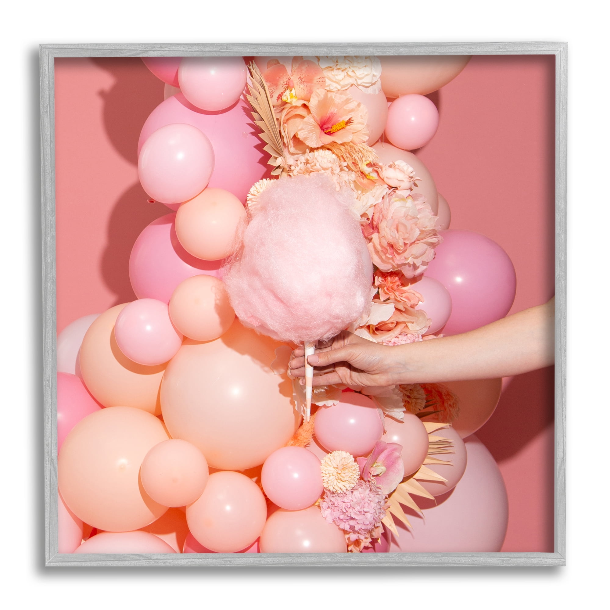 Stupell Industries Cotton Candy & Balloons Food & Beverage Photography Gray Framed Art Print Wall Art, 12 x 12