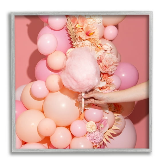 Stupell Industries Cotton Candy & Balloons Food & Beverage Photography Gray Framed Art Print Wall Art, 17 x 17