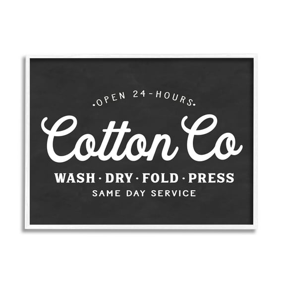 Stupell Industries Cotton Co. Laundry Room Sign Black White Minimal, 16 x 20, Designed by Lettered and Lined