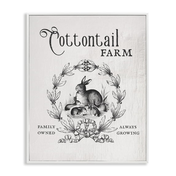 Cottontail Farm Vintage Advertisement Rabbit Family Country Illustration White Framed Giclee Art, 11 x 14, By Lil' Rue