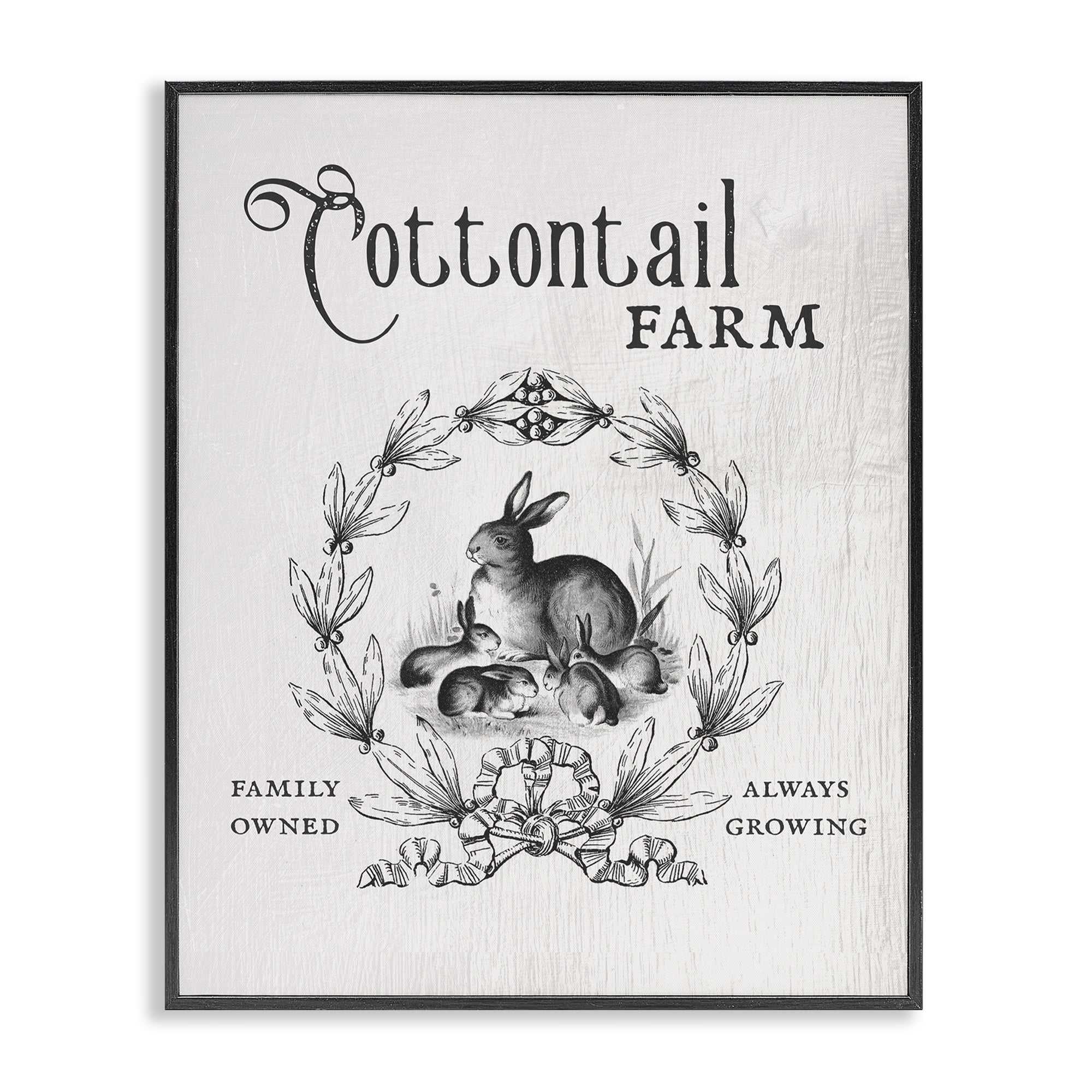 Cottontail Farm Vintage Advertisement Rabbit Family Country Illustration Black Framed Giclee Art, 16 x 20, By Lil' Rue