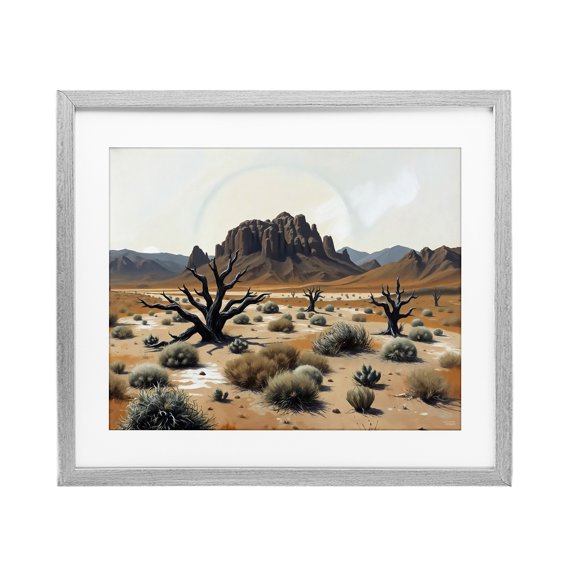 Stupell Industries Cottonwood Desert Mesas Gray Framed Print Under Glass design by Tabz Jones, 13 x 16