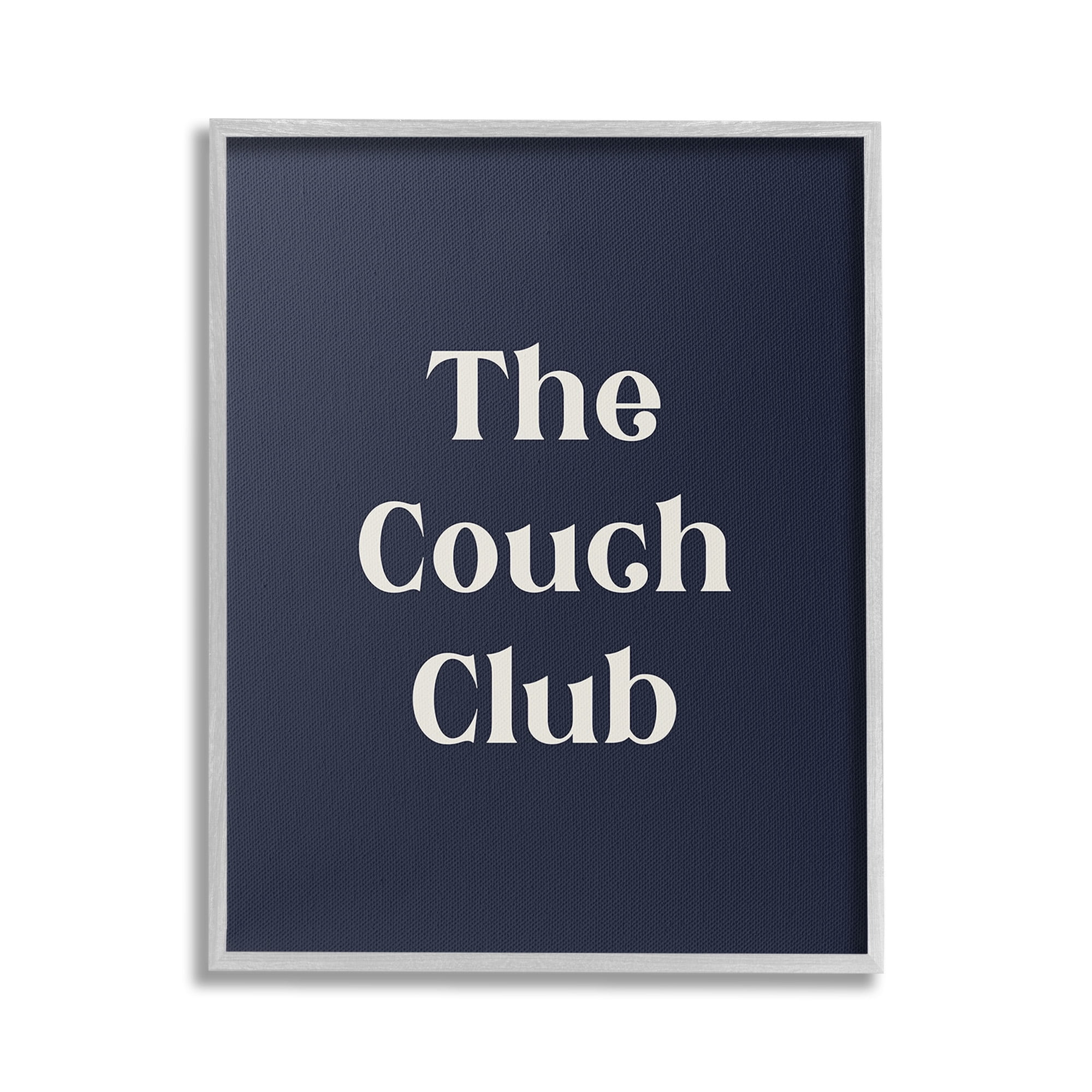 Stupell Industries Couch Club Phrase Typography Painting Gray Framed Art Print Wall Art, 16 x 20