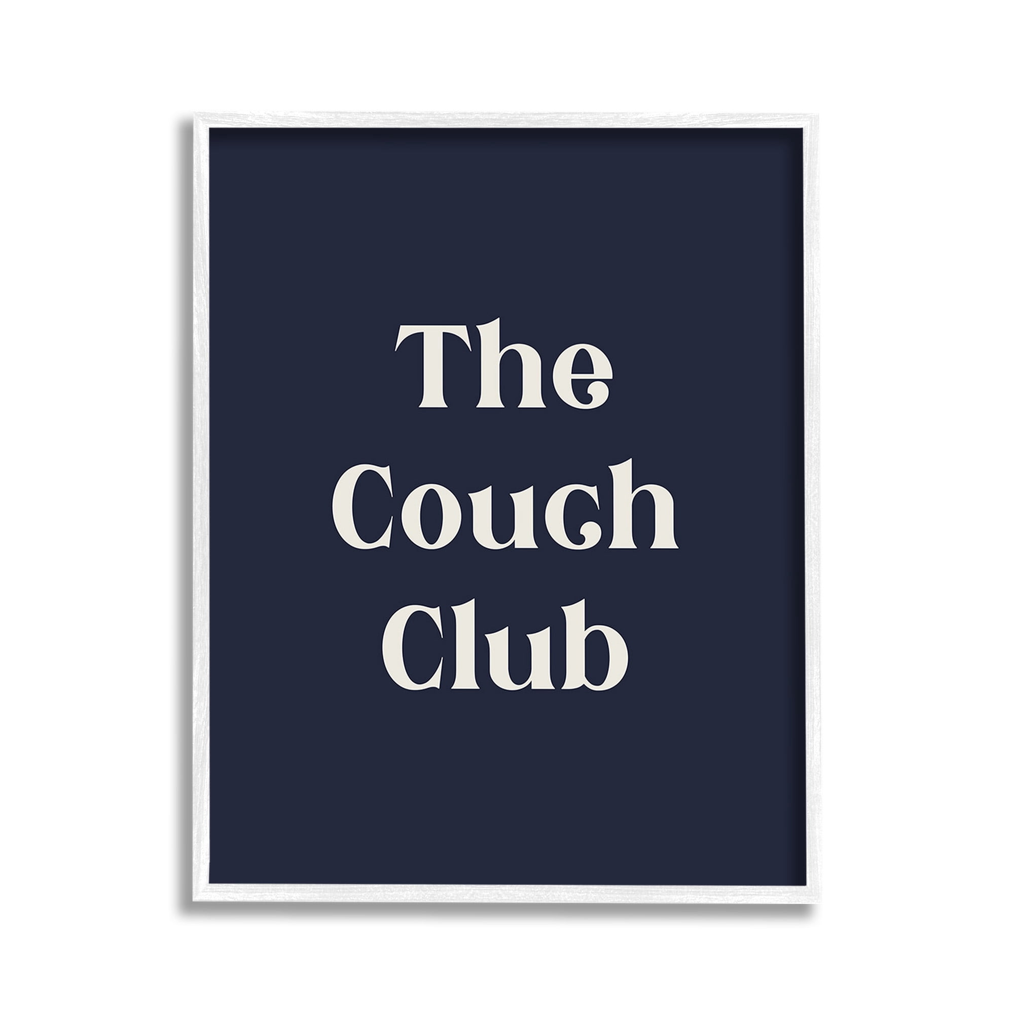 Stupell Industries Couch Club Phrase Typography Painting White Framed Art Print Wall Art, 11 x 14