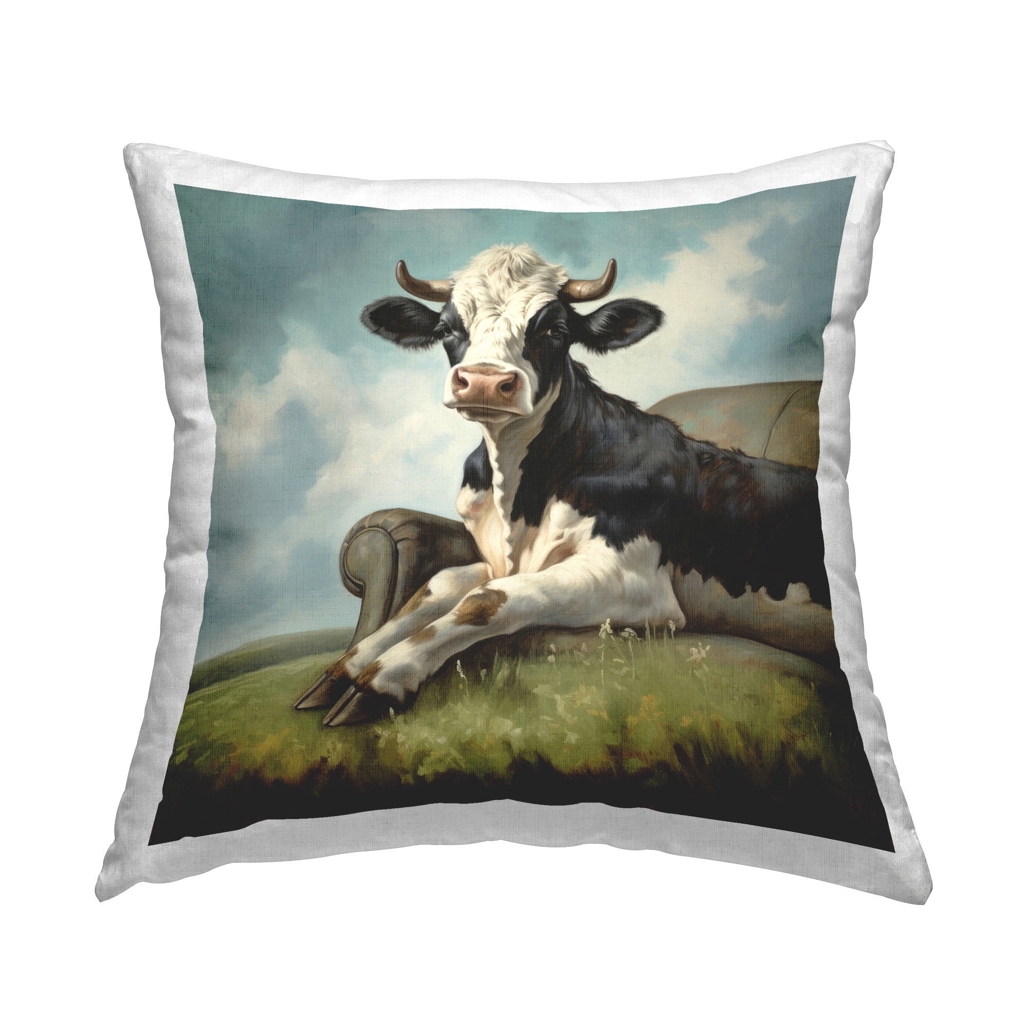 Stupell Industries Couch Cow Comfort Decorative Printed Throw Pillow Design by Lazar Studio