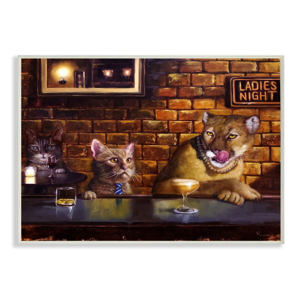 Stupell Industries Cougar at the Bar Ladies Night Animal Humor Wall Plaque Design by Lucia Heffernan