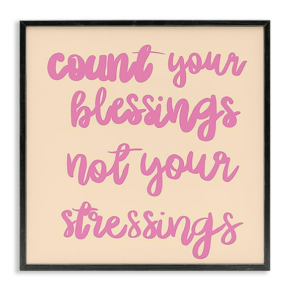 Stupell Industries Count Blessings Not Stressings Text & Numbers Painting Black Framed Art Print Wall Art, 12 x 12