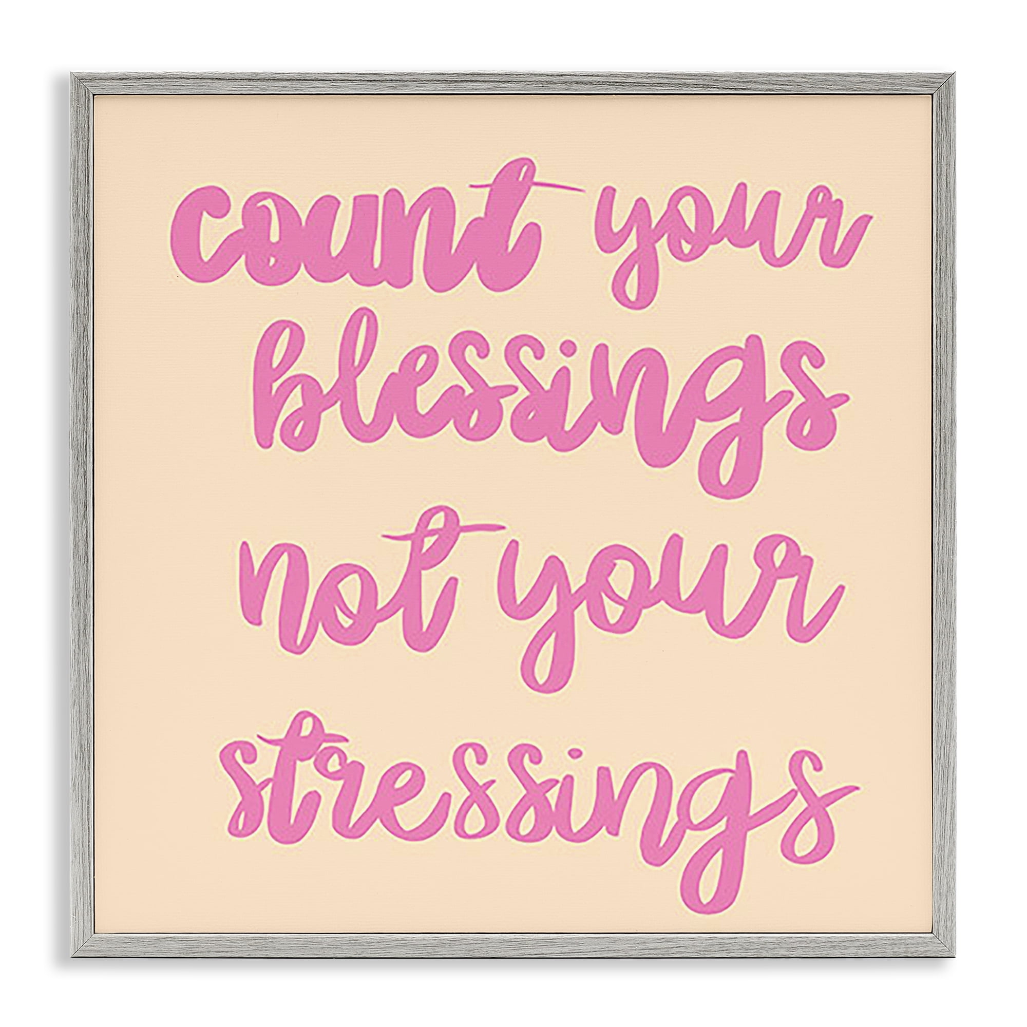 Stupell Industries Count Blessings Not Stressings Text & Numbers Painting Gray Framed Art Print Wall Art, 12 x 12