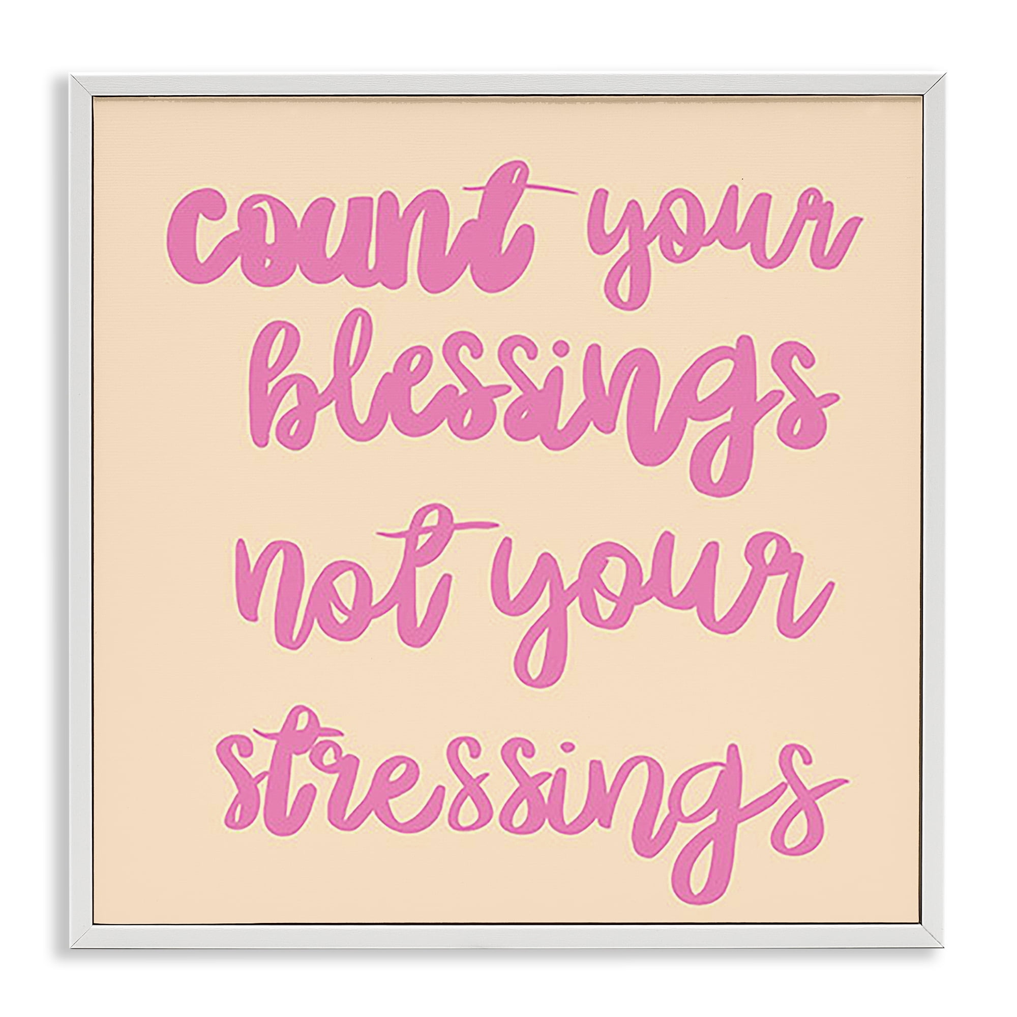 Stupell Industries Count Blessings Not Stressings Text & Numbers Painting White Framed Art Print Wall Art, 24 x 24