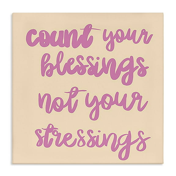 Stupell Industries Count Blessings Not Stressings Text & Numbers Painting Wrapped Canvas Art Print Wall Art, 17 x 17