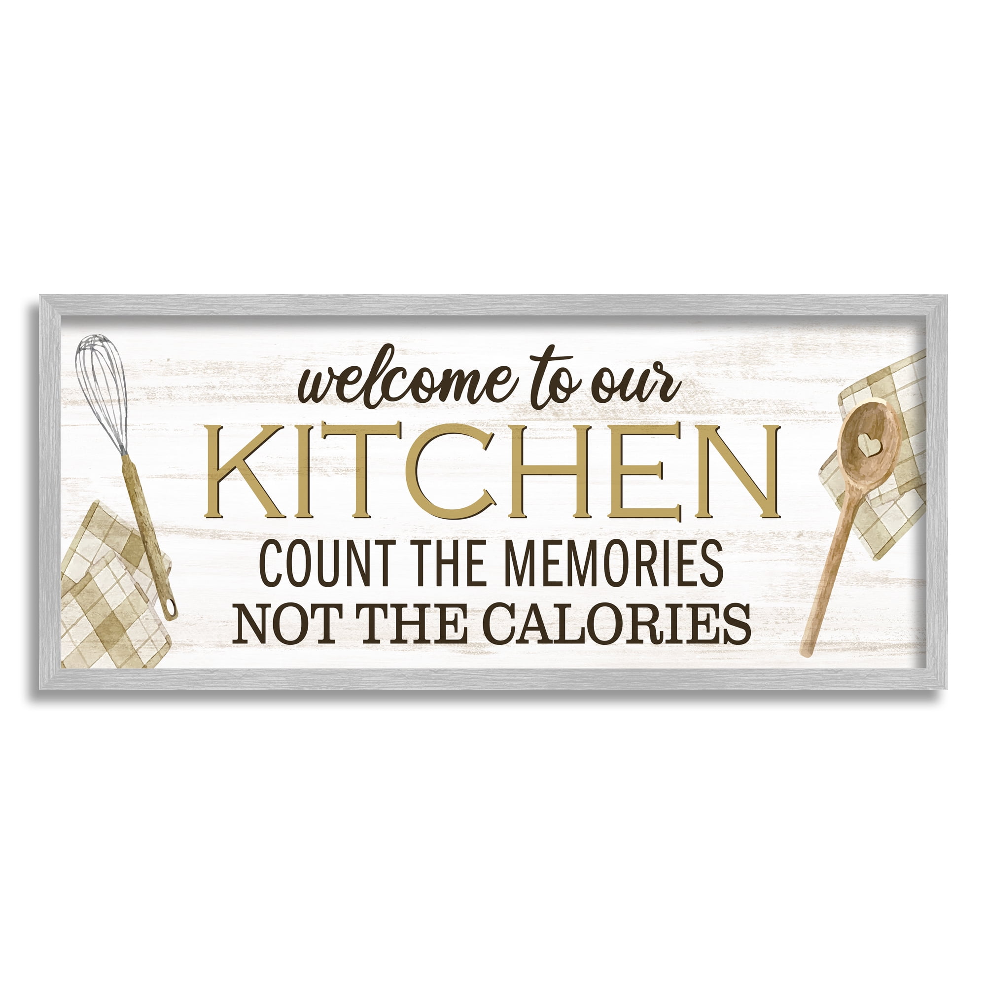 Stupell Industries Count Memories Not Calories Food & Beverage Painting Gray Framed Canvas Art Print Wall Art, 30 x 13
