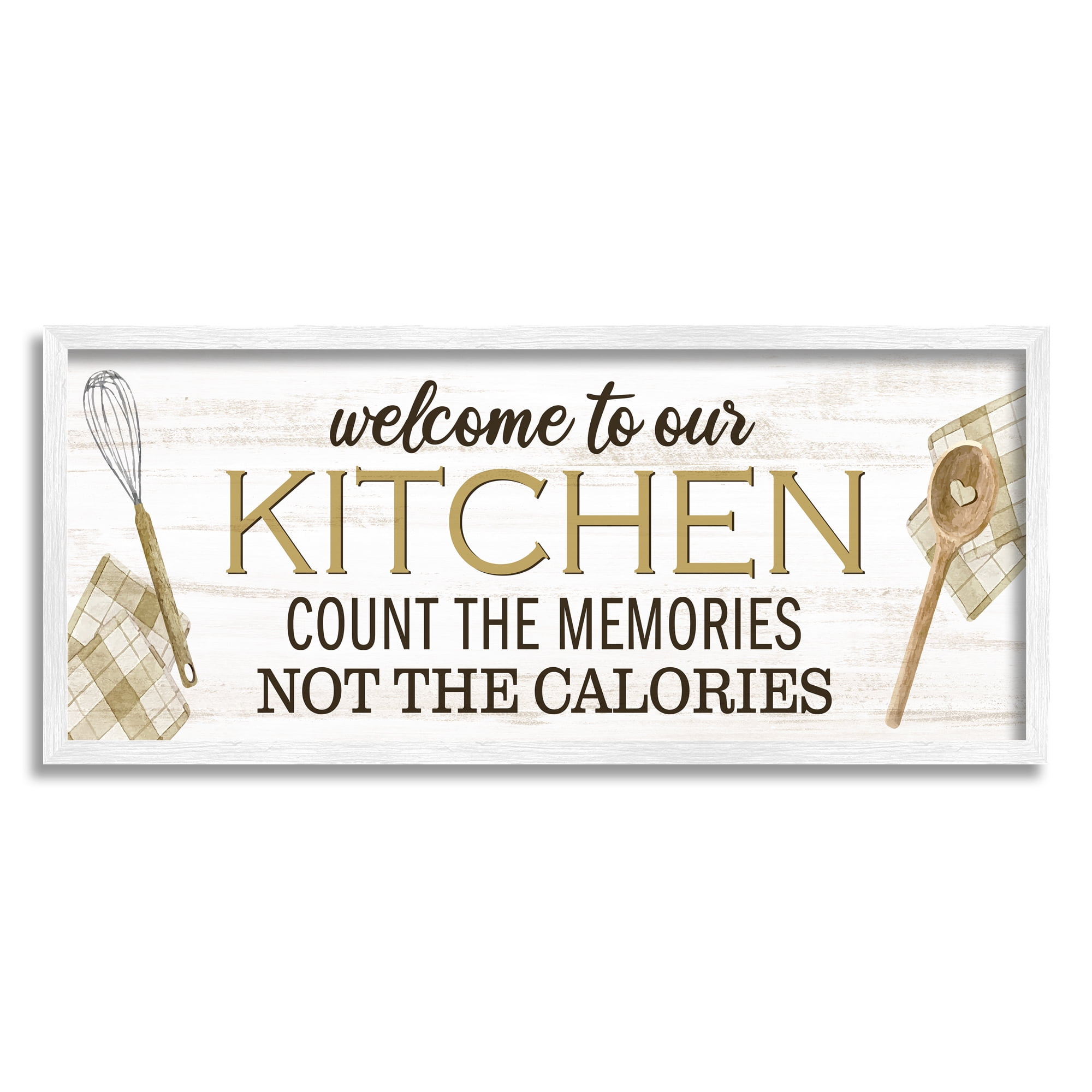 Stupell Industries Count Memories Not Calories Food & Beverage Painting White Framed Canvas Art Print Wall Art, 24 x 10