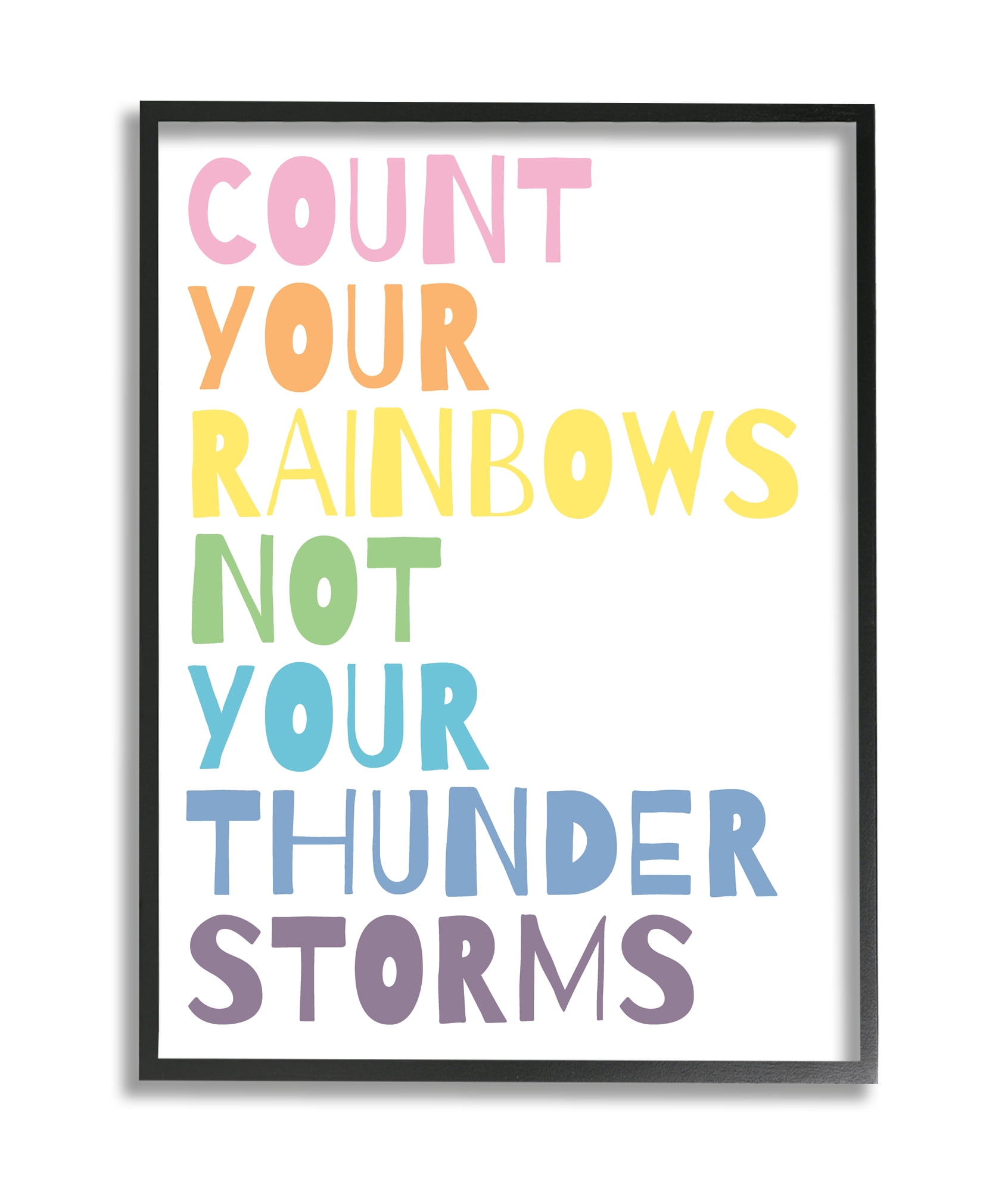 Stupell Industries Count Rainbows Not Thunder Storms Phrase Rainbow Text Black Framed, 11 x 14, Design by Wild Apple Portfolio