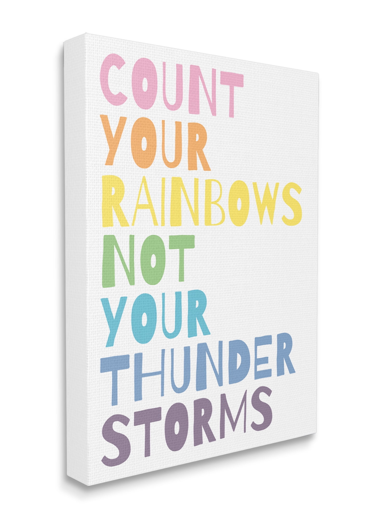 Stupell Industries Count Rainbows Not Thunder Storms Phrase Rainbow Text Canvas Wall Art, 30 x 40, Design by Wild Apple Portfolio